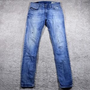 Diesel Jeans Men 29x34 Blue Thommer Slim Skinny Fit Designer Modern Distressed